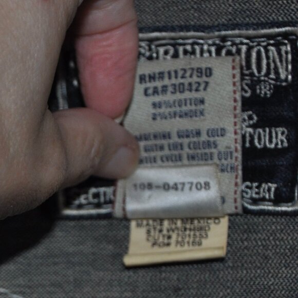 True Religion Blue Denim Sleeveless Jacket Jean Vest Emily Big T Bold Stitch L - Picture 7 of 7